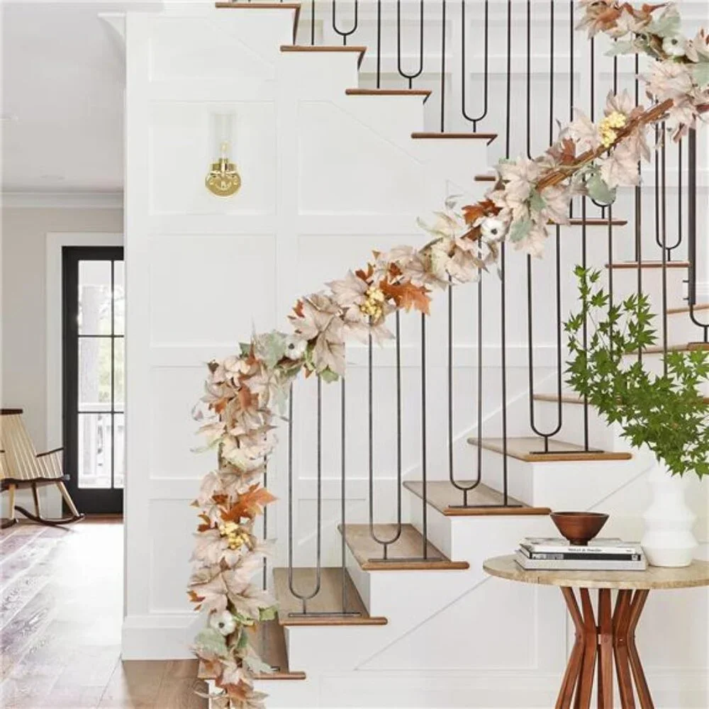 2 Pack Fall Maple Leaf Hanging Vine Garland Artificial Autumn Foliage